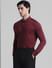 Dark Red Knitted Full Sleeves Shirt_410770+3