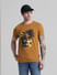 Golden Brown Floral Print T-shirt_410782+1