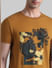 Golden Brown Floral Print T-shirt_410782+5