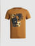 Golden Brown Floral Print T-shirt_410782+7