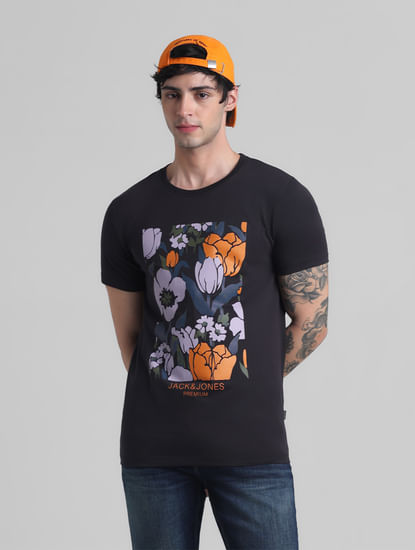 Black Floral Print T-shirt