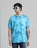 Blue Abstract Print Oversized Crew Neck T-shirt_410794+1