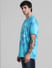 Blue Abstract Print Oversized Crew Neck T-shirt_410794+3