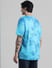 Blue Abstract Print Oversized Crew Neck T-shirt_410794+4