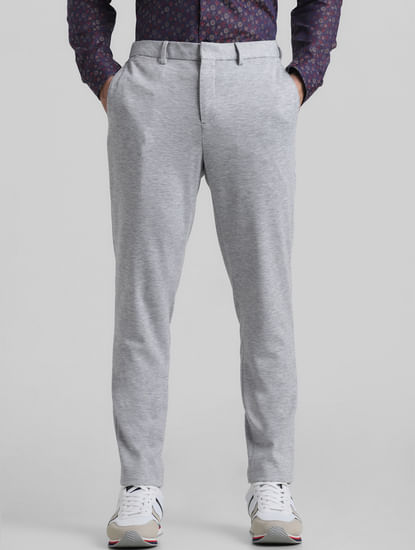 Grey Mid Rise Knitted Trousers