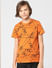 Boys Orange Logo Print Crew Neck T-shirt_400322+2