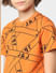 Boys Orange Logo Print Crew Neck T-shirt_400322+5