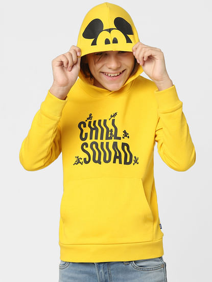 Boys Yellow Text Print Sweatshirt