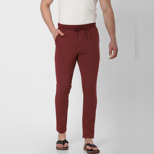 JACK&JONES Maroon Logo Print Trackpants