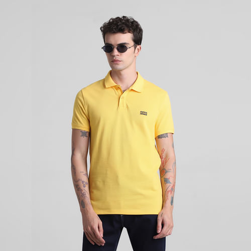 

JACK&JONES Yellow Cotton Polo T-shirt