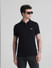 Black Cotton Polo T-shirt_416419+1