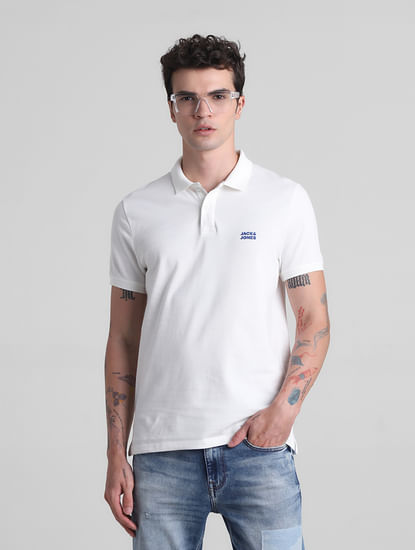 White Cotton Polo T-shirt