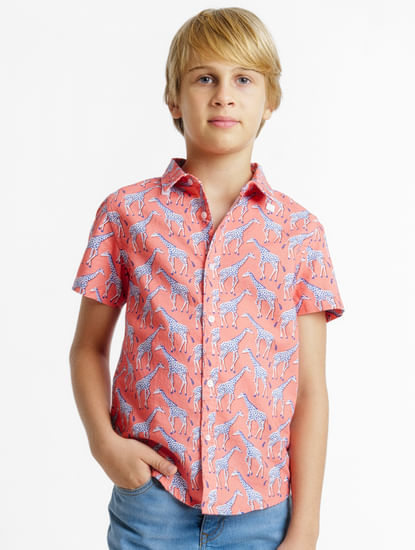 Coral Printed Short Sleeves Shirt