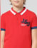 JUNIOR BOYS Red Applique Polo T-shirt_412036+4