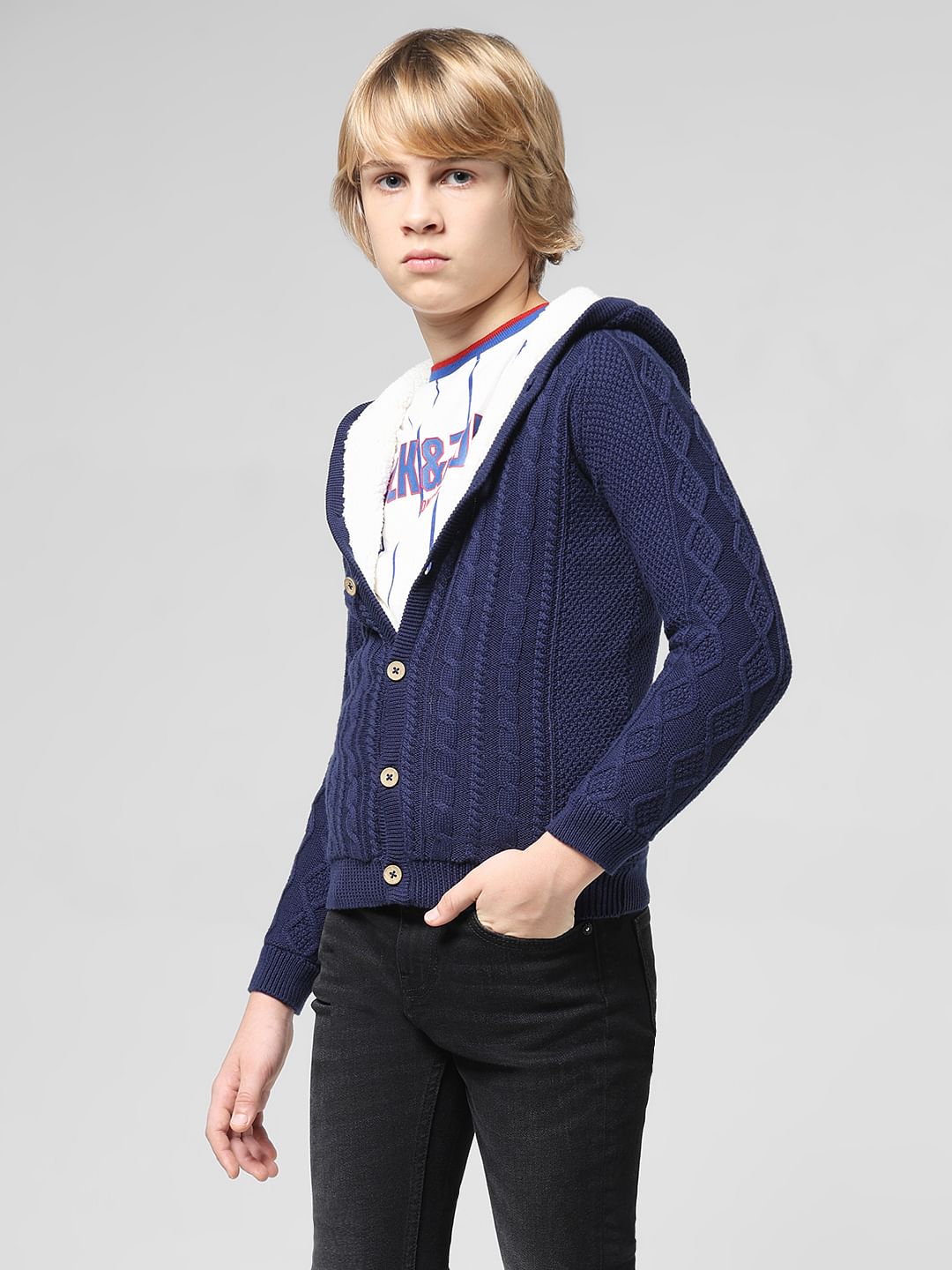 Boys blue cardigan hotsell