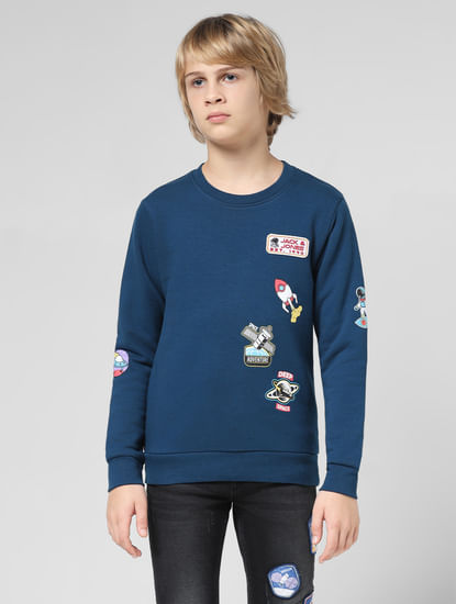 JUNIOR BOYS Blue Planet Print Sweatshirt