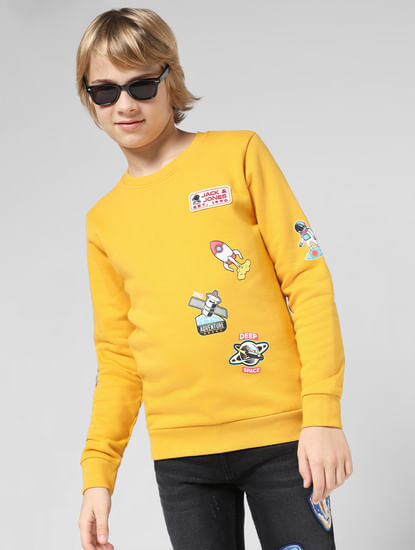 JUNIOR BOYS Yellow Planet Print Sweatshirt