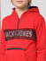 JUNIOR BOYS Red Logo Print Hooded Sweatshirt_412057+4