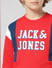 JUNIOR BOYS Red Typographic Print Co-ord Sweatshirt_412062+4