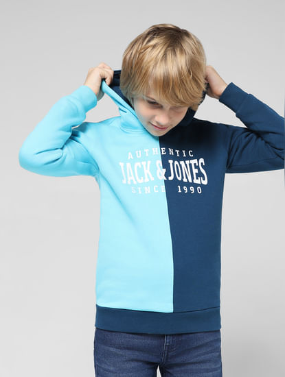 JUNIOR BOYS Blue Colourblocked Co-ord Sweatshirt