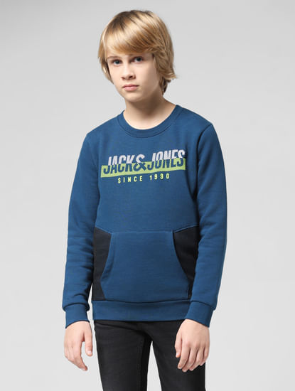JUNIOR BOYS Dark Blue Colourblocked Sweatshirt