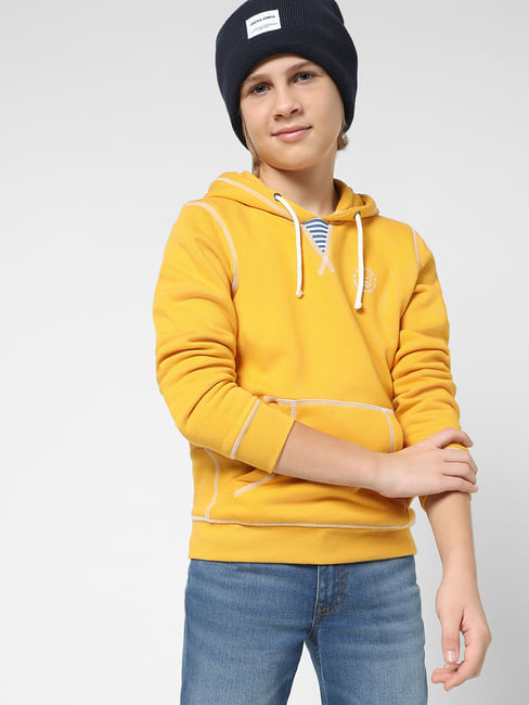 JUNIOR BOYS Yellow Contrast Stitch Sweatshirt