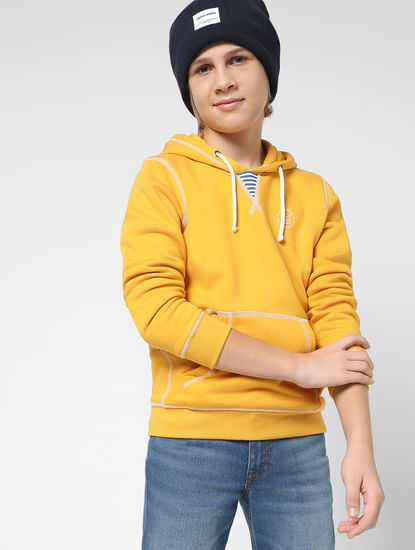 JUNIOR BOYS Yellow Contrast Stitch Sweatshirt