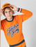 JUNIOR BOYS Orange Printed Co-ord Set Sweatshirt_412085+1