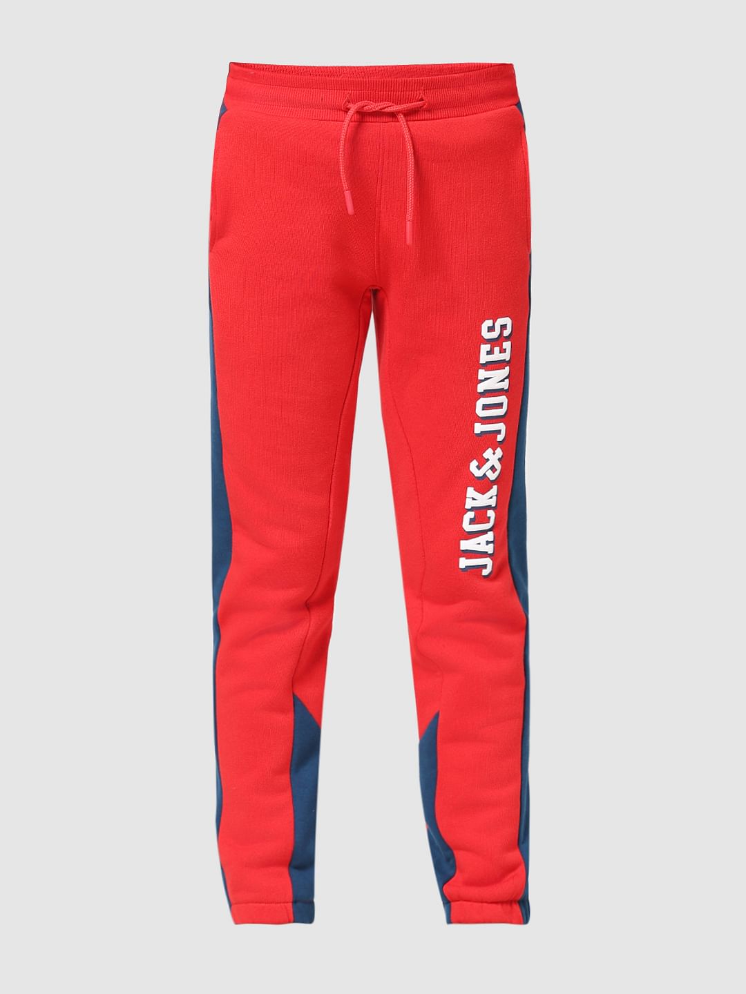 JUNIOR BOYS Red Colourblocked Co ord Set Sweatpants