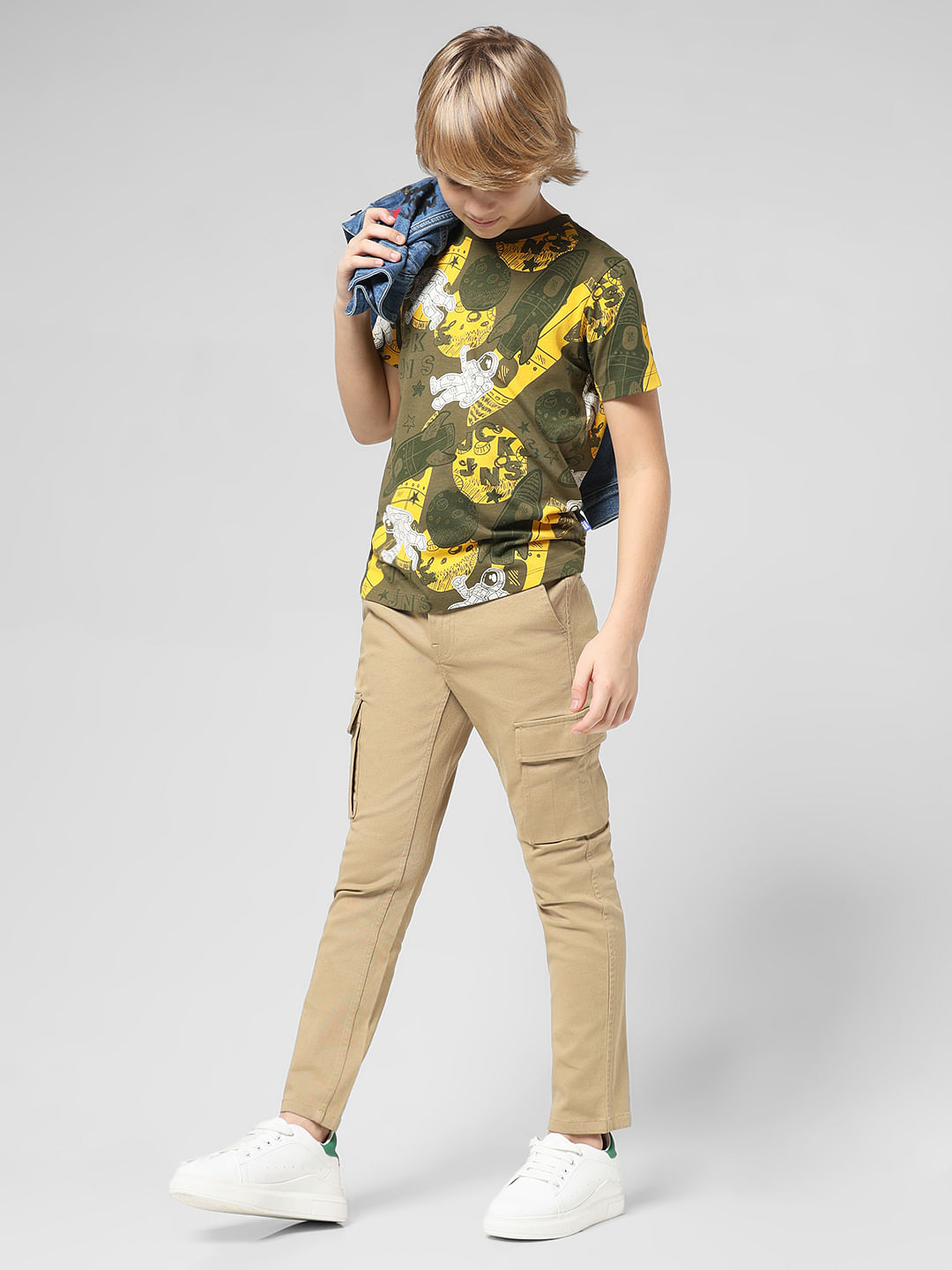 Boys Solid Cotton Brown Smart Chino Pants