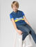 JUNIOR BOYS Blue Typographic Print Polo T-shirt_412096+1