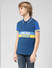 JUNIOR BOYS Blue Typographic Print Polo T-shirt_412096+2