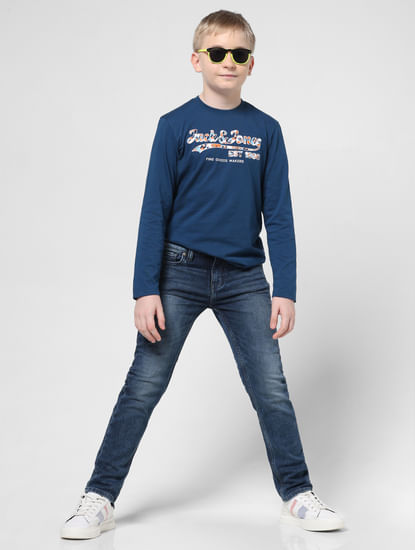 JUNIOR BOYS Blue Mid Rise Clark Regular Fit Jeans
