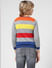 JUNIOR BOYS Grey Striped Logo Print Pullover_412110+3