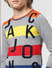 JUNIOR BOYS Grey Striped Logo Print Pullover_412110+4