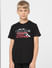 Boys Black Printed Crew Neck T-shirt_405041+2