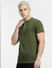 Dark Green Henley T-shirt_405035+2