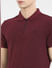 Burgundy Zip-Up Polo T-shirt_405030+5