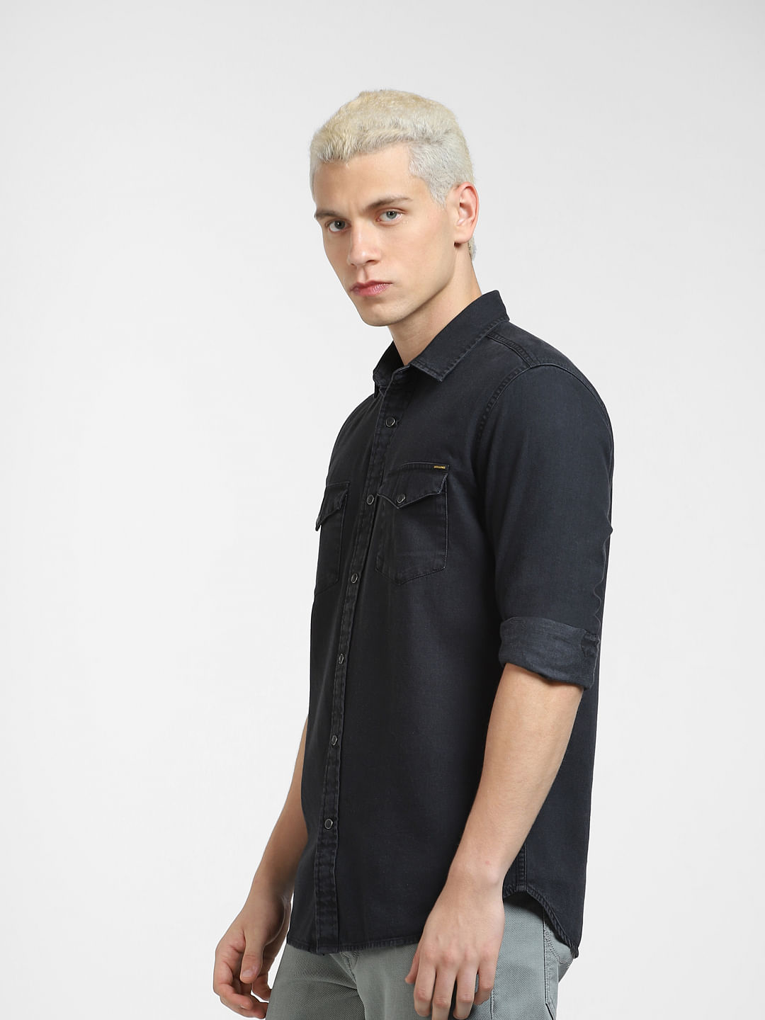 MEN, Top Wear, Casual Shirts | XXLLENT Black Denim Shirt