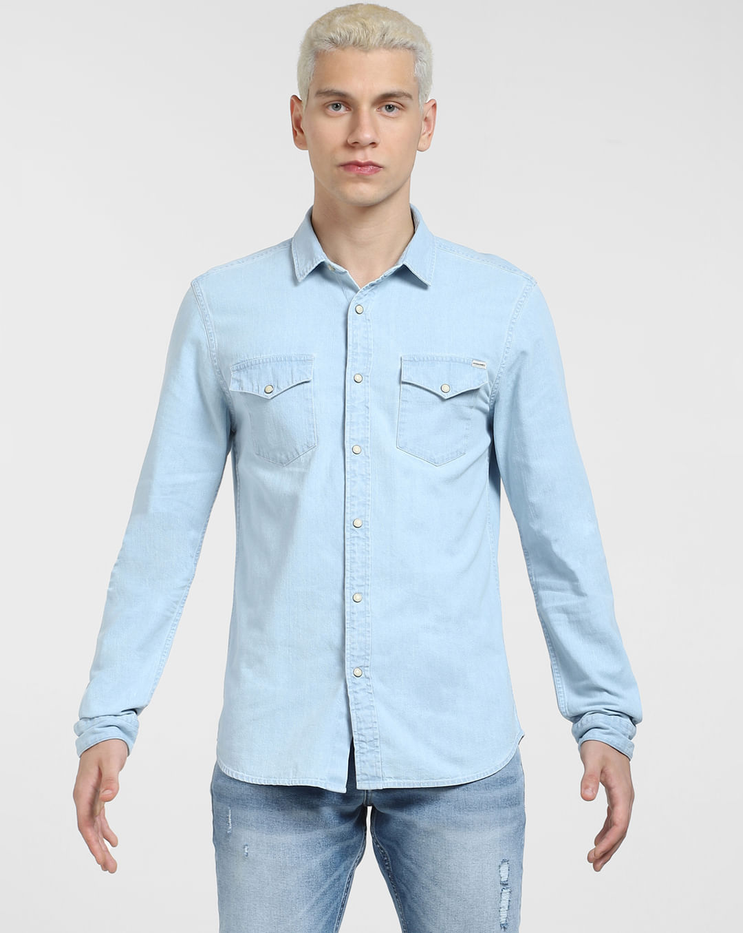 Buy Blue Denim Full Sleeves Shirt for Men