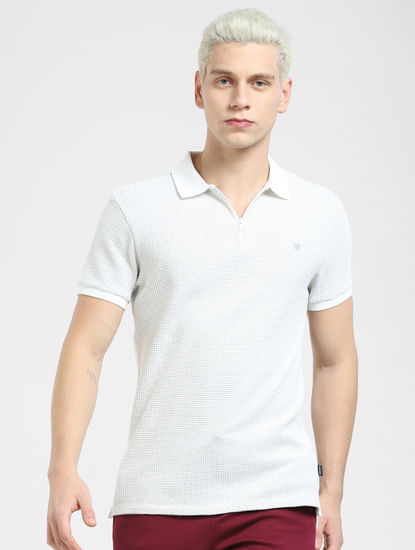 White Zip-Up Polo T-shirt