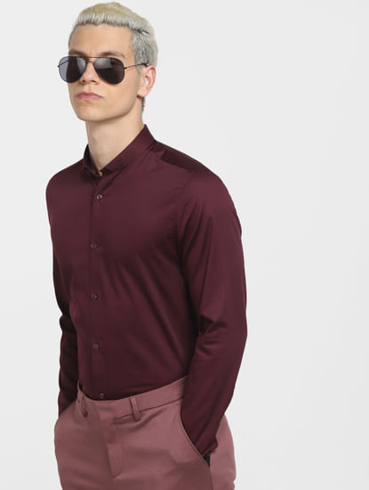 Burgundy Full Sleeves Shirt