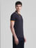 Navy Blue Contrast Rib Polo T-shirt_413127+3