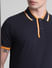 Navy Blue Contrast Rib Polo T-shirt_413127+5