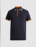 Navy Blue Contrast Rib Polo T-shirt_413127+7