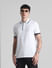 White Contrast Rib Polo T-shirt_413128+1
