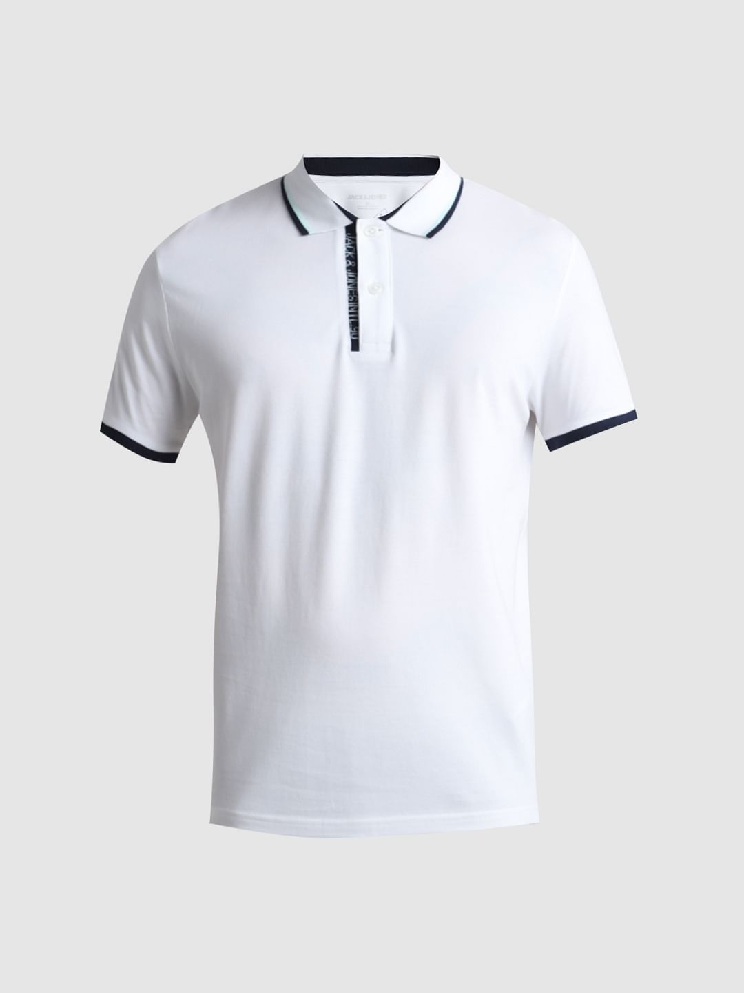 White Contrast Rib Polo T shirt