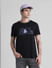 Black Logo Print Crew Neck T-shirt_413134+1