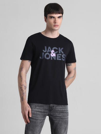 Black Logo Print Crew Neck T-shirt