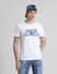 White Logo Print Crew Neck T-shirt_413136+1